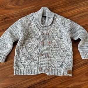Gray Knit Button-Up Sweater
